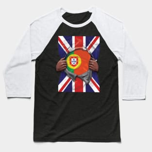 Portugal Flag Great Britain Flag Ripped - Gift for Portuguese From Portugal Baseball T-Shirt